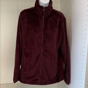 Plush Burgundy Zip-Up Jacket